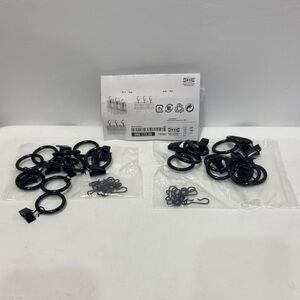 IKEA Syrlig Black Curtain Rings with Clips and Hooks New w/o Box
